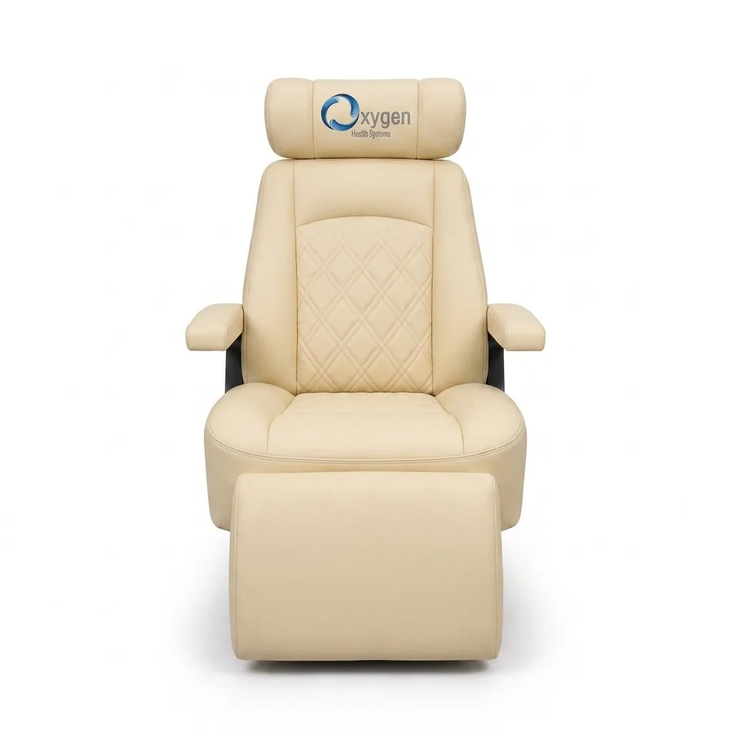 Cream extended-footrest recliner for the Executive XLS-40-MP hyperbaric chamber